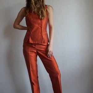Vintage Raw Silk Suit in Orange